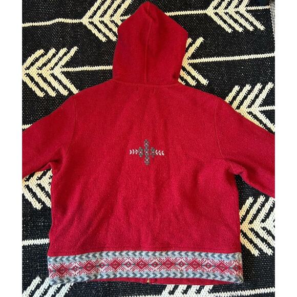 Woolrich Womens Ruby Red Full Zip Stitched Hoodie Small Rare Embroidered Sweater - Picture 6 of 8